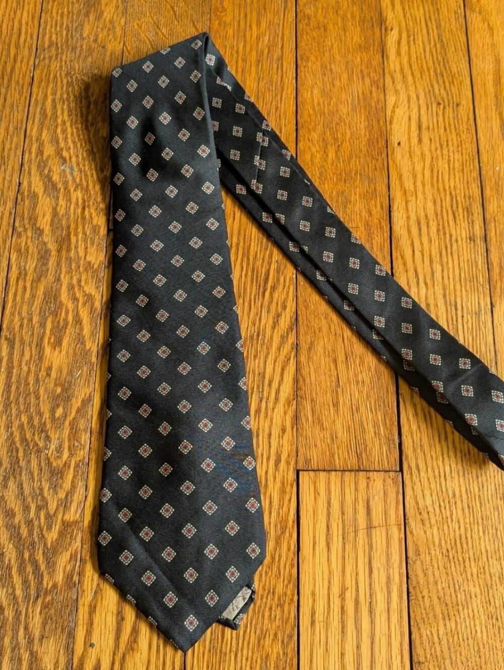 Vintage Christian Dior Silk Geometric Pattern Necktie Tie